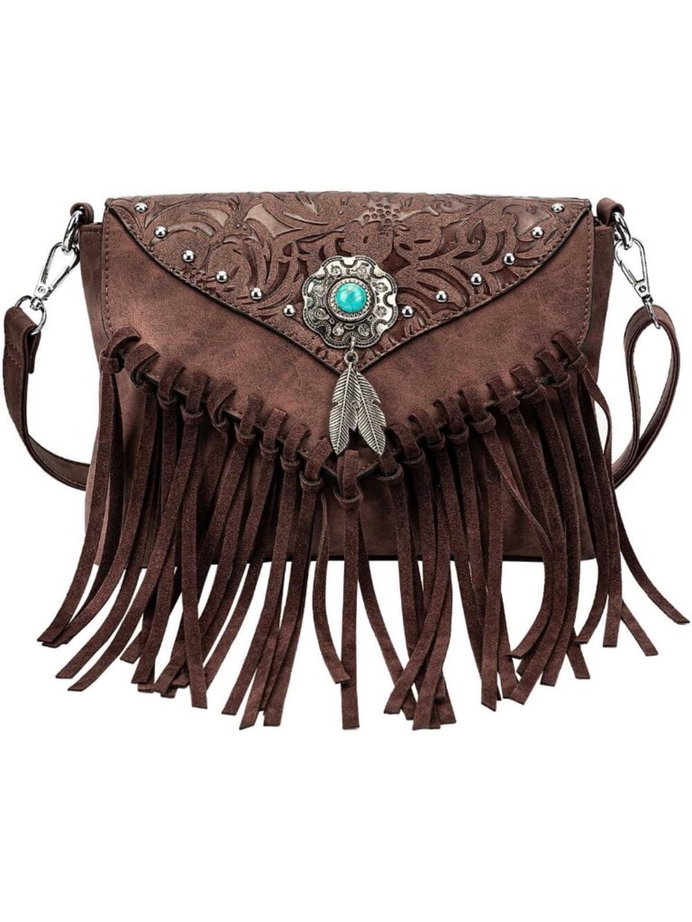 Chic Small Crossbody Bag for Women | Fringe Tassel Shoulder Purse in Turquoise